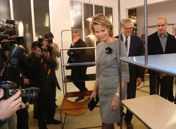 Crown Princess Mathilde of Belgium visited the 2012 International Design Biennale at Kortrijk Xpo