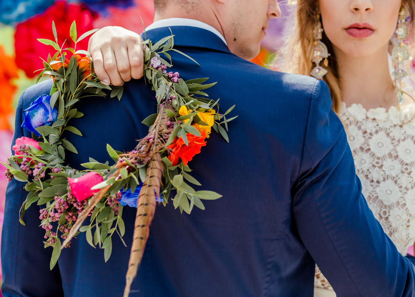Kolorowy wianek ślubny boho chic. Kolorowy wianek ślubny boho chic.