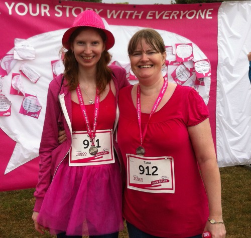 Me and my Mum after completing Race for Life 2014, wearing our medals