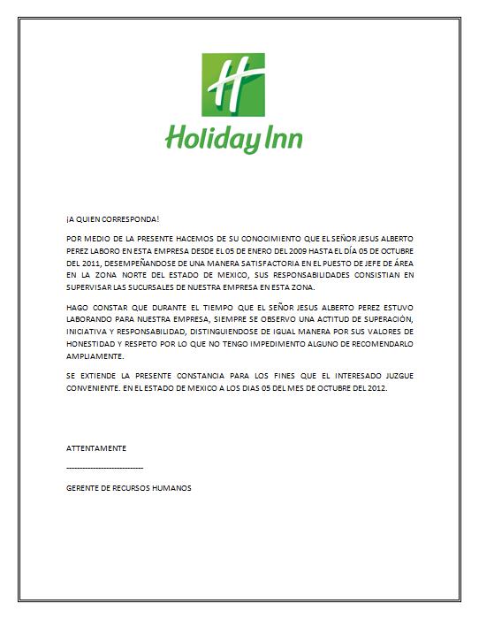 formato carta laboral en word