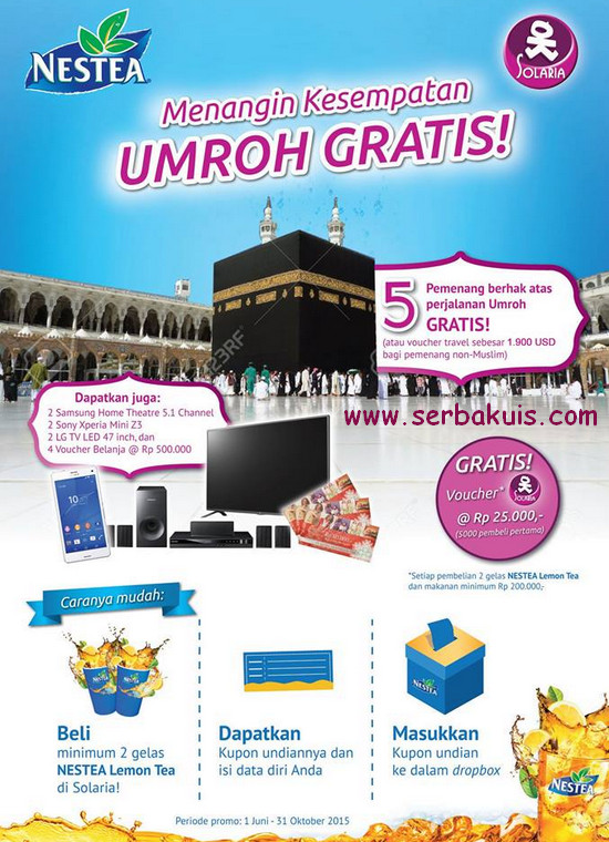 Promo Undian Nestea Solaria Berhadiah 5 Paket Umroh / Travel 