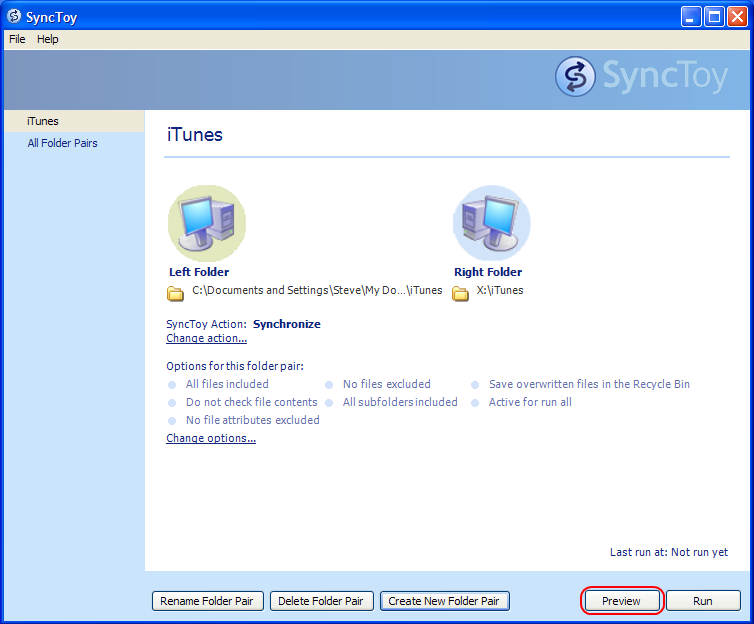 Backup your iTunes for Windows library with SyncToy 2.1