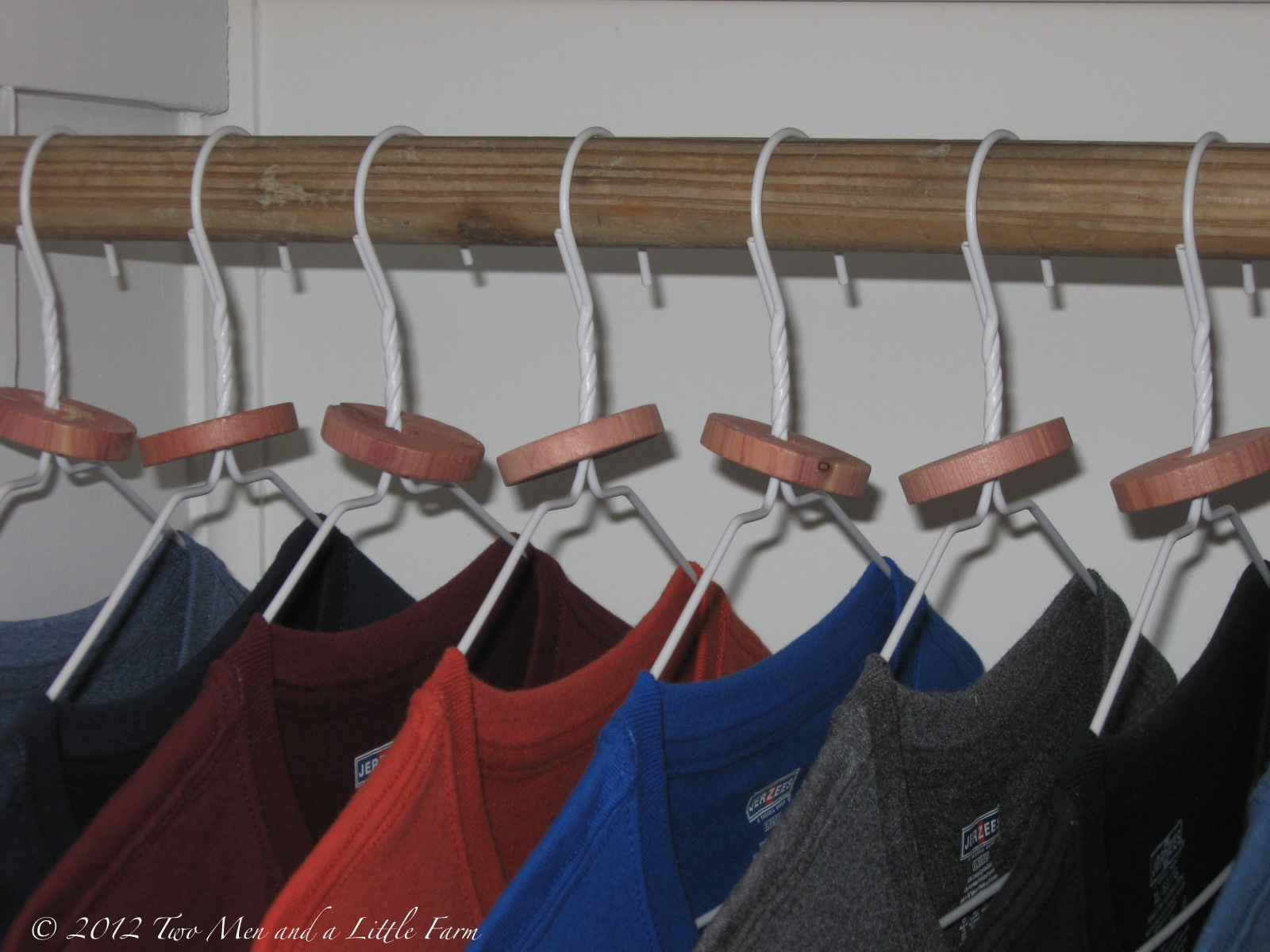 Two Men and a Little Farm CEDAR HANGER RINGS IN THE FARM CLOSETS