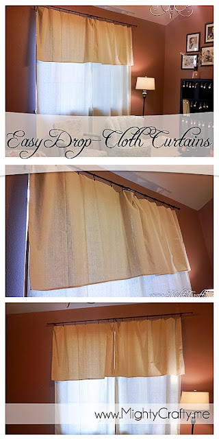 MightyCrafty: Easy Canvas Drop-Cloth Curtains