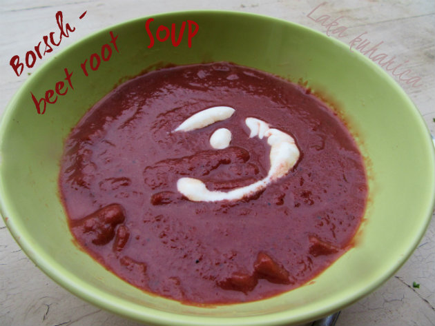 Borsch by Laka kuharica: famous Russian beet soup served hot or cold.