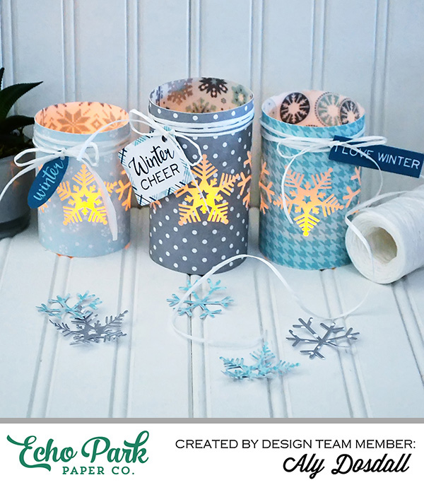 Winter Luminaries by Aly Dosdall for Echo Park Paper #wintercrafts #luminaries #DIY