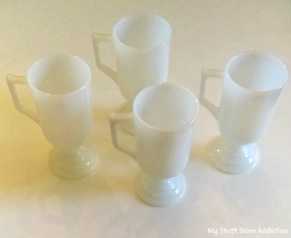 vintage milk glass Irish coffee mugs