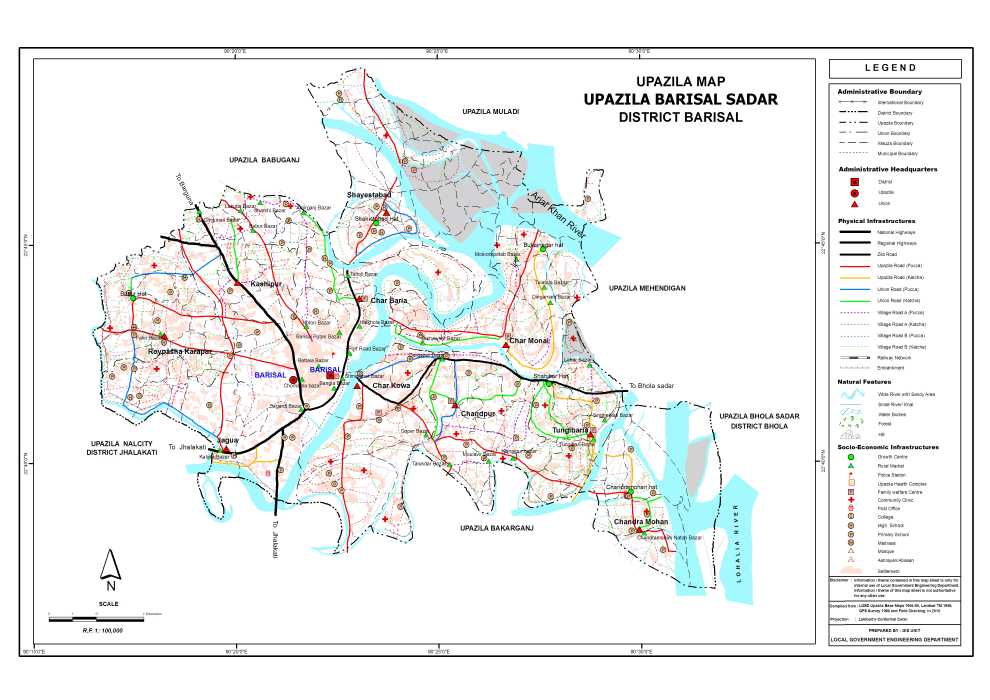 Barisal Sadar Upazila Map Barisal District Bangladesh