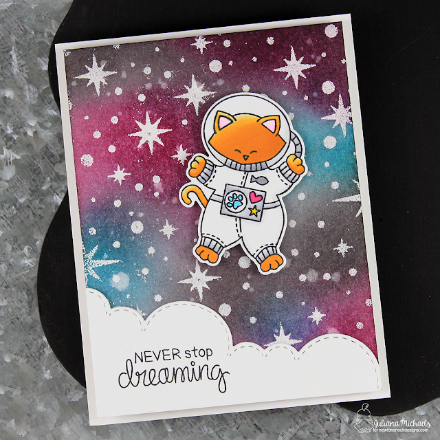 Never Stop Dreaming Card by Juliana Michaels. Quick and Easy Galaxy Background featuring Newton's Nook Designs and Chibitronics.