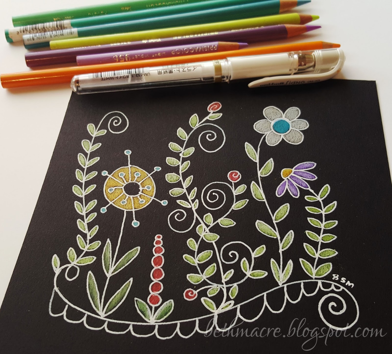 Beth Macre Studio Doodling on Black Paper