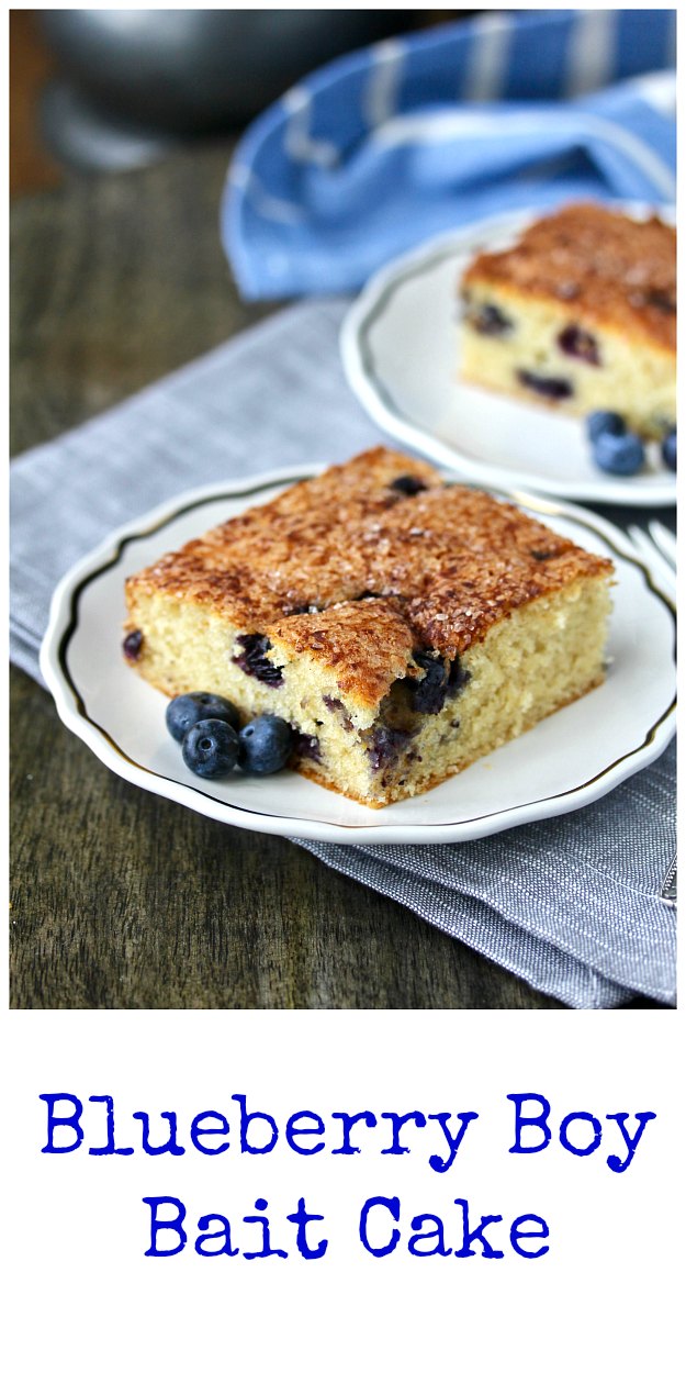 Blueberry Boy Bait Cake topped with cinnamon sugar #cake #blueberries #coffeecake