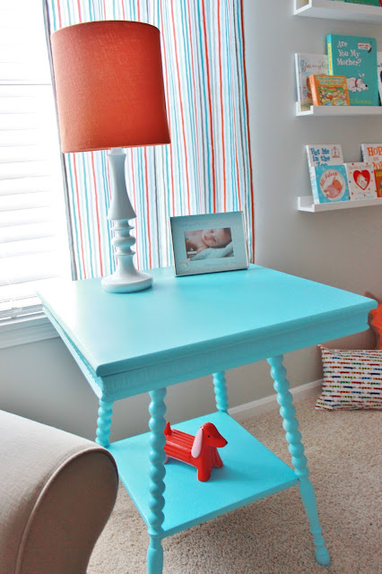 Aqua pray paint table makeover