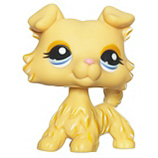 #1194 Littlest Pet Shop LPS Kids Toys Cream Yellow Collie Dog Blue Purple Eyes 