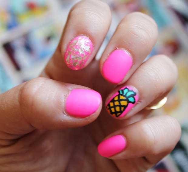 pineapple nail art and happy