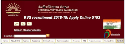 KVS recruitment 2018-19: Apply Online 5193 Vice Principal, PGT, TGT & other Kendriya Vidyalaya Vacancy 2018 at kvsangathan.nic.in