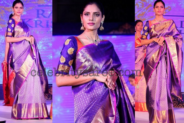 Bride in Purple Blouse Neon Green Sari - Saree Blouse Patterns