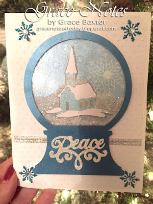 country church snow globe card, by Grace Baxter