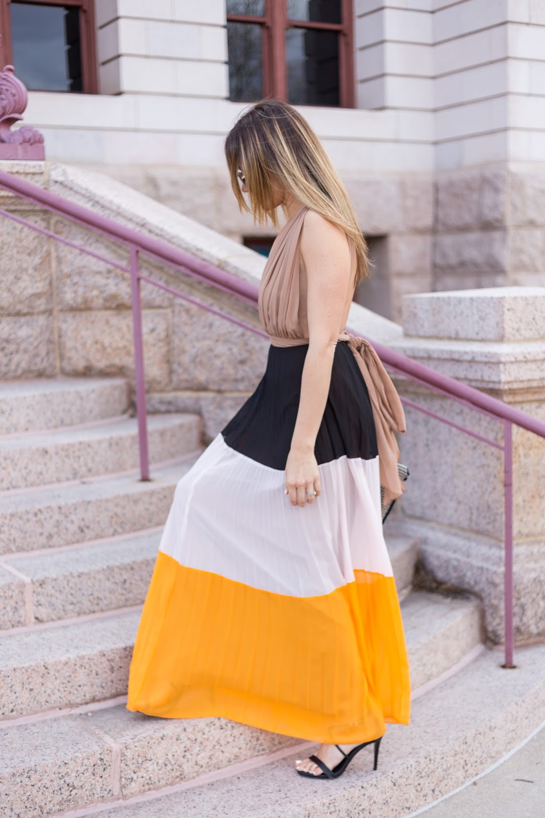 Plunging Pleated Maxi