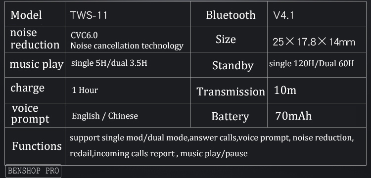 Tai nghe đôi mini BeN TWS-11 BeN TWS-11