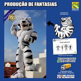 MASCOTE - Fantasia de Tigre Branco Forte