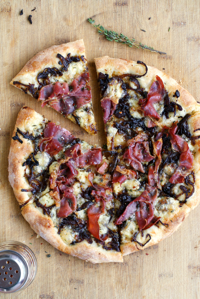 Brie, Prosciutto, and Caramelized Onion Pizza The Two Bite Club