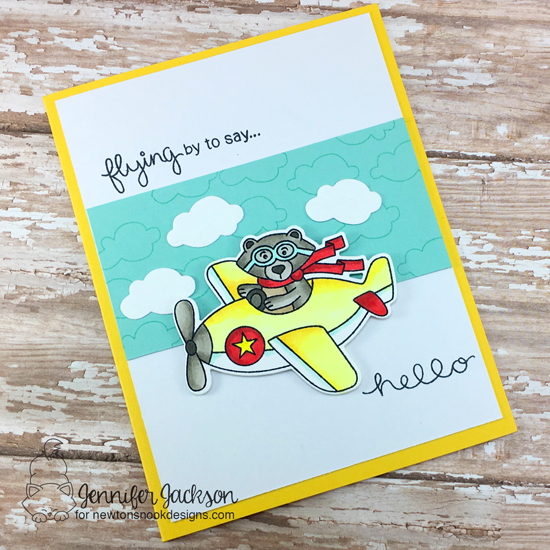 Flying By to Say Hello | Bear in Airplane Card by Jennifer Jackson  | Winston Takes Flight stamp set by Newton's Nook Designs #newtonsnook