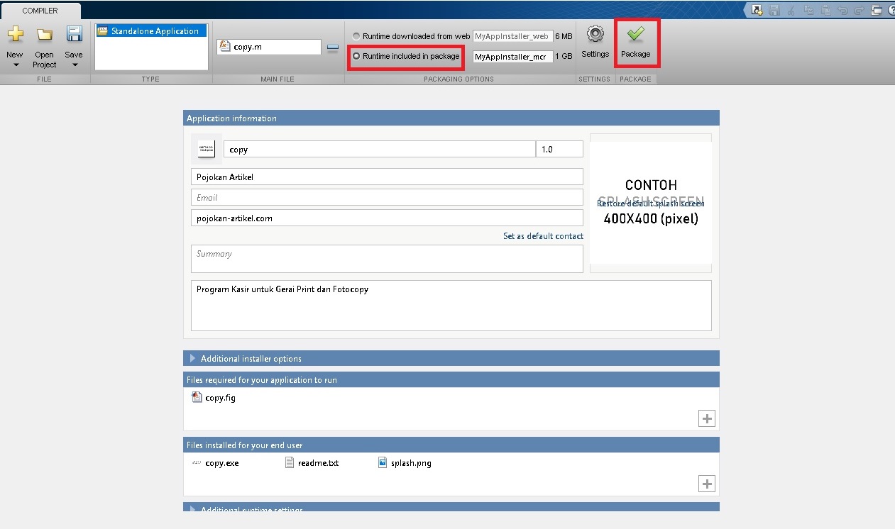 Tutorial GUI MATLAB : Membuat GUI MATLAB executable (.exe) - blog kibe