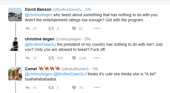 1g Lol. Between Donald Trump, Chrissy Teigen and their fans