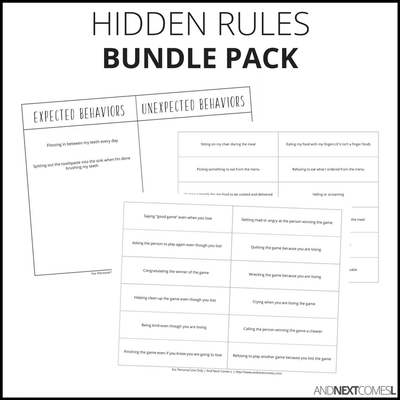 Hidden Rules Bundle Pack And Next Comes L Hyperlexia Resources