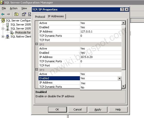 SQL Server Configuration Manager utility and go to SQL Server 2005 Network Configuration