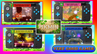 A banner for the review of the Hey! Pikmin game for Nintendo 3DS consoles