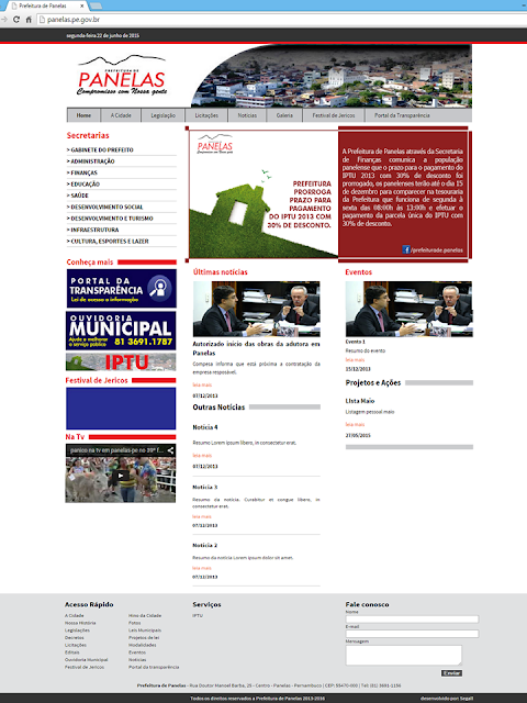 Site Oficial de Prefeitura de Panelas