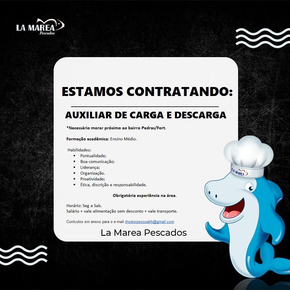 AUXILIAR DE CARGA E DESCARGA Vagas Fortaleza
