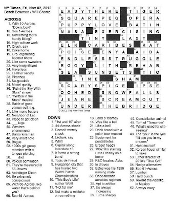 The New York Times Crossword in Gothic: 11.02.12 — Easy There, Tiger!