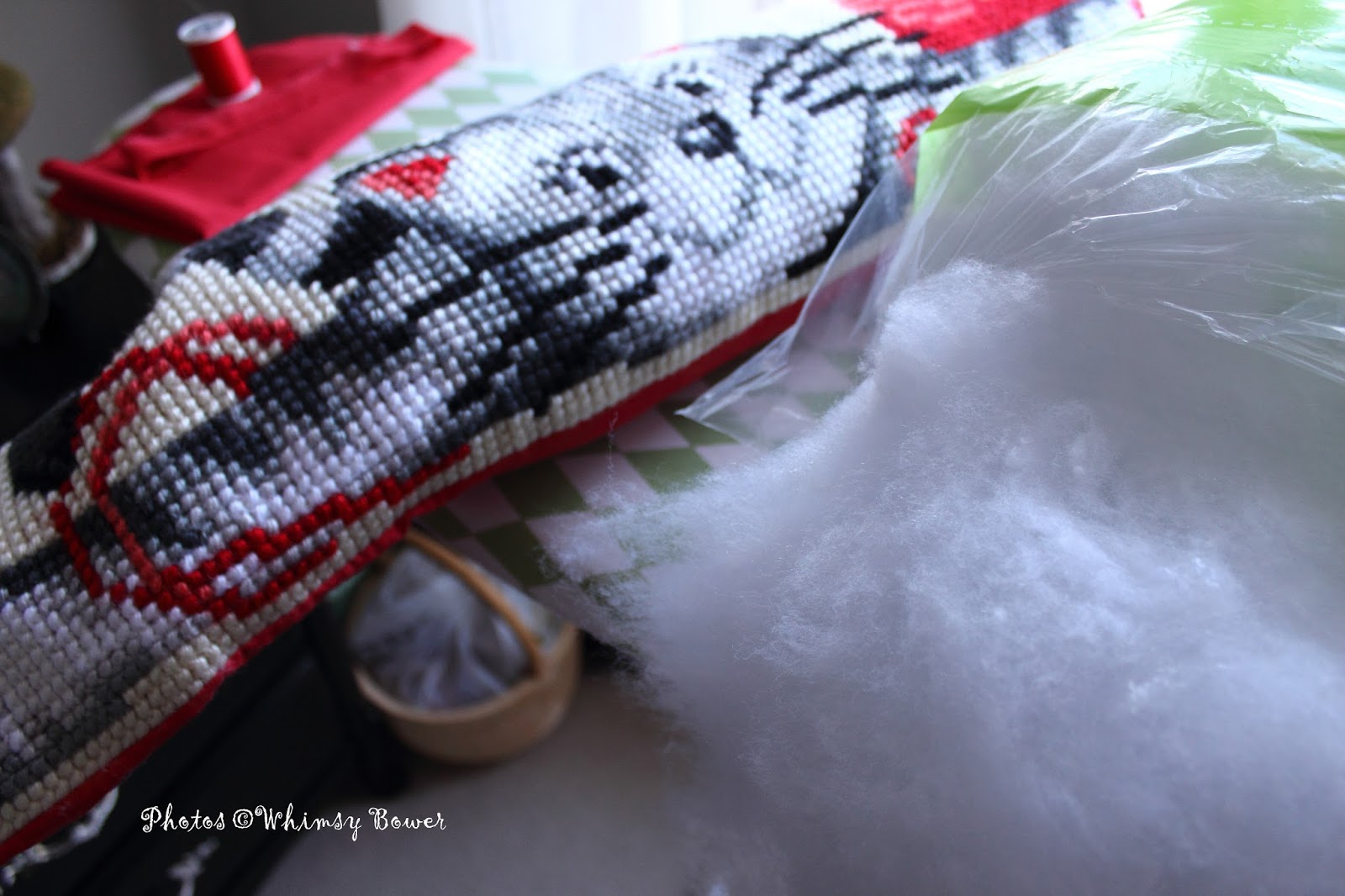 Whimsy Bower Cushioned, or how to turn a needlepoint into a pillow in