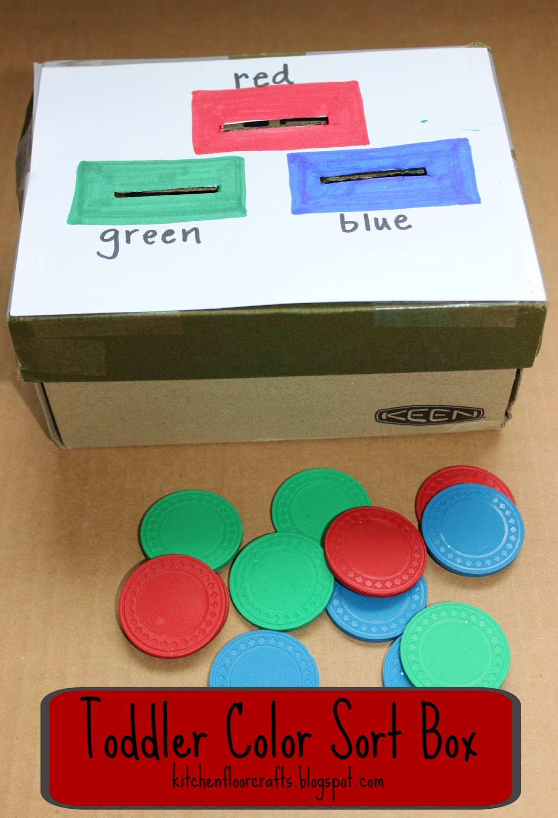 Kitchen Floor Crafts: Toddler Color Sort Box