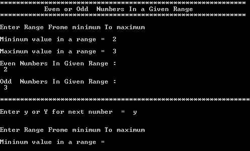 Information: C++ Program To Find Even and Odd Numbers in A Given Range