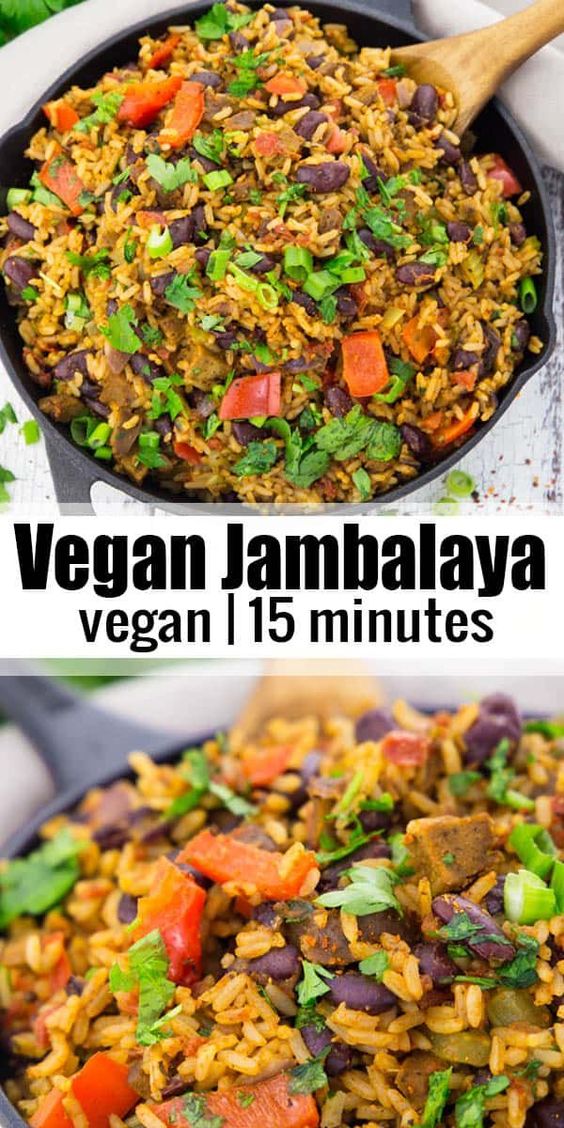 This vegan jambalaya makes the perfect vegan dinner! It's super easy to make and so delicious. It has been one of my favorite vegetarian recipes or recipes with rice for a long time. Find more vegan recipes at veganheaven.org! #vegan #veganrecipes