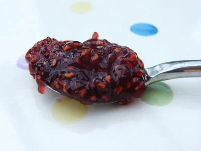 a teaspoon of homemade Scottish raspberry jam
