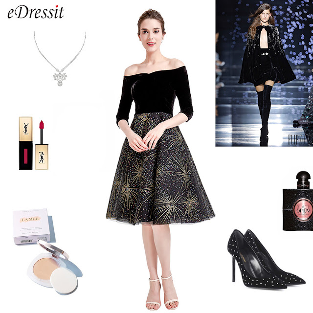 off the shoulder black velvet sparkle skirt short dress