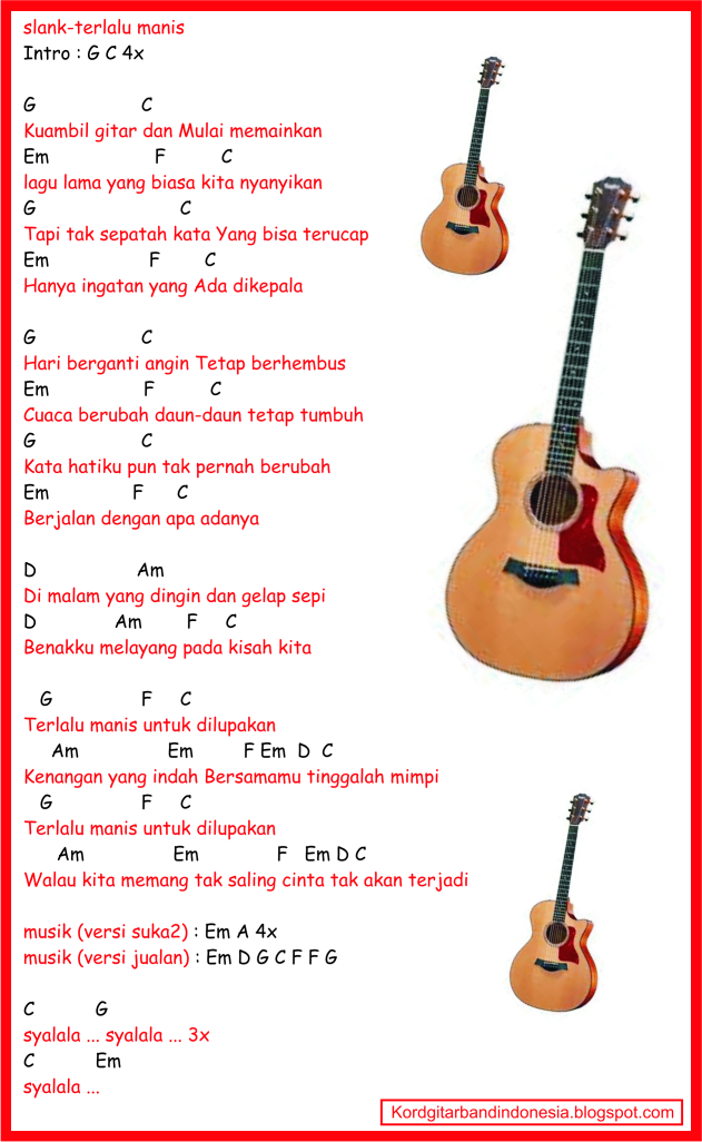 Chord Lagu Terlalu Manis Info Dan Tips