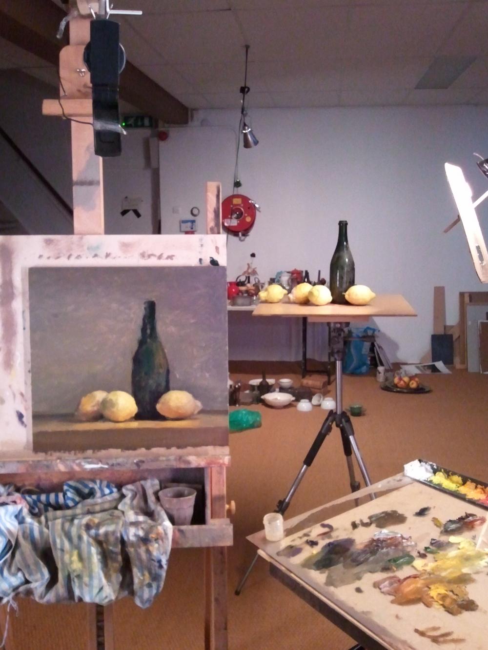 Jos Van Riswick Painter Still Life Setup For Lemon Still Life