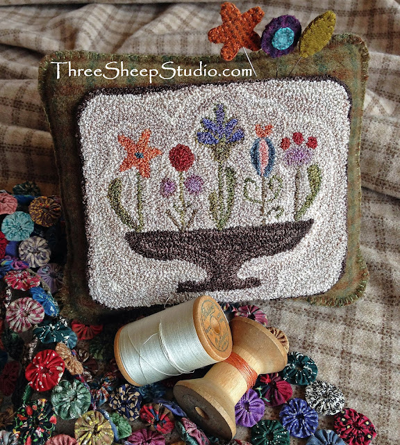 'Always Blooming' Punch Needle Design - ThreeSheepStudio.com 'Always Blooming' Punch Needle Design - ThreeSheepStudio.com