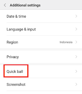 Mengatur Fitur Quick Ball di Xiaomi  semua tipe