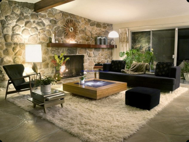 19 замечательных интерьеров гостиной со стеной из камня фото
