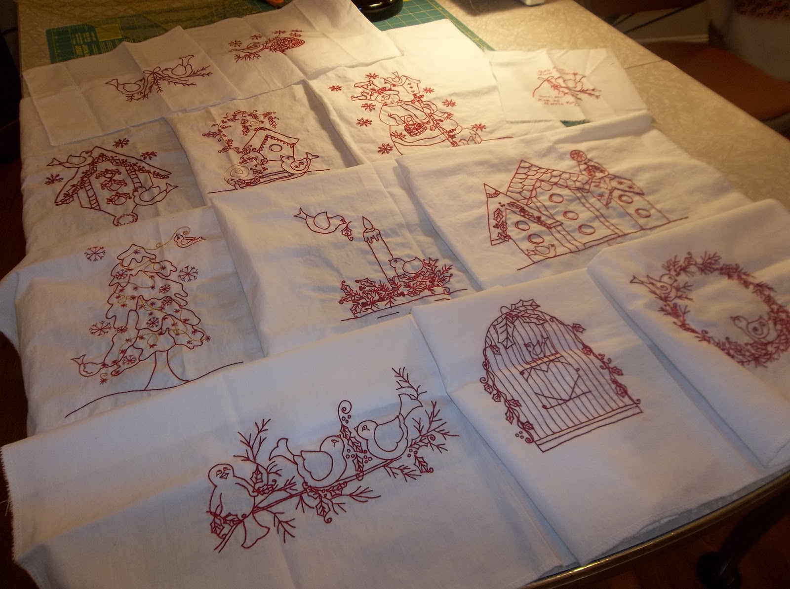 Little pink rose quilting  sewing  redwork embroidery quilt