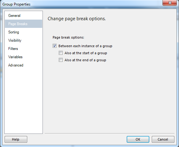 Config page. Page break. sql server reporting services создание отчета. что делает команда page break. paging for filters.