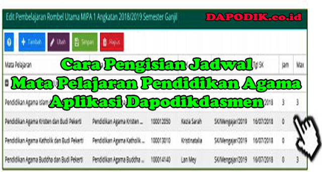 Cara Pengisian Jadwal Untuk Mata Pelajaran Pendidikan Agama di Aplikasi Dapodikdasmen Cara Pengisian Jadwal Untuk Mata Pelajaran Pendidikan Agama di Aplikasi Dapodikdasmen