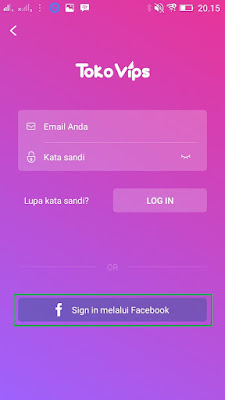 cara masuk yang benar di aplikasi TokoVips