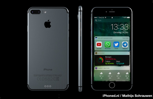 Designer Mathijs Schrauwen has released new concept of iPhone 7 renderings running iOS 10 based on rumoured features and screenshots of iOS 10.